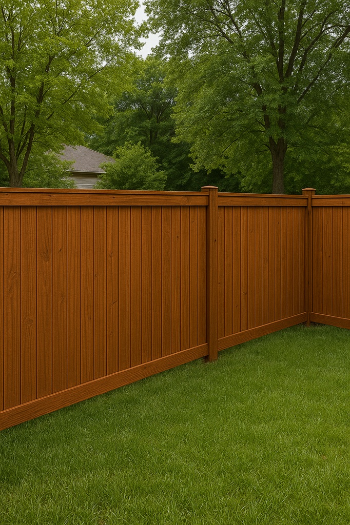 Backyard fence refreshed with solid stain